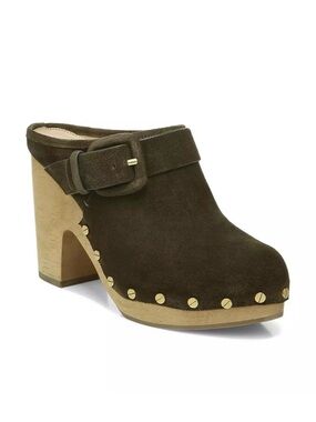 Veronica Beard Dacey Suede Block Heel Women’s Green Clogs Size 10 NEW